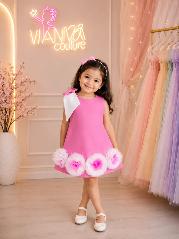 Pink_A-Line_Floral_Hem_Dress_for_Girls