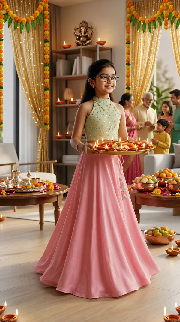 Pink_Green_Embellished_Lehenga_Set_for_Girls