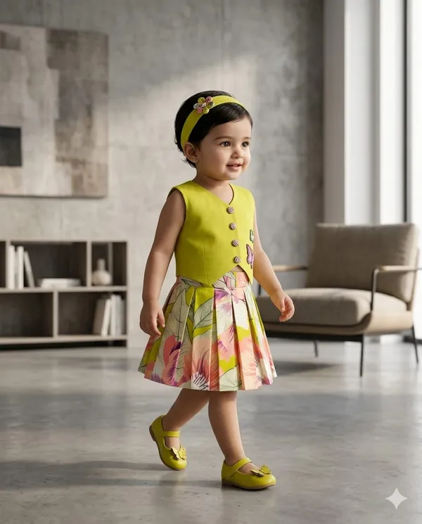 Green_Floral_Print_Skirt_Set_for_Girls