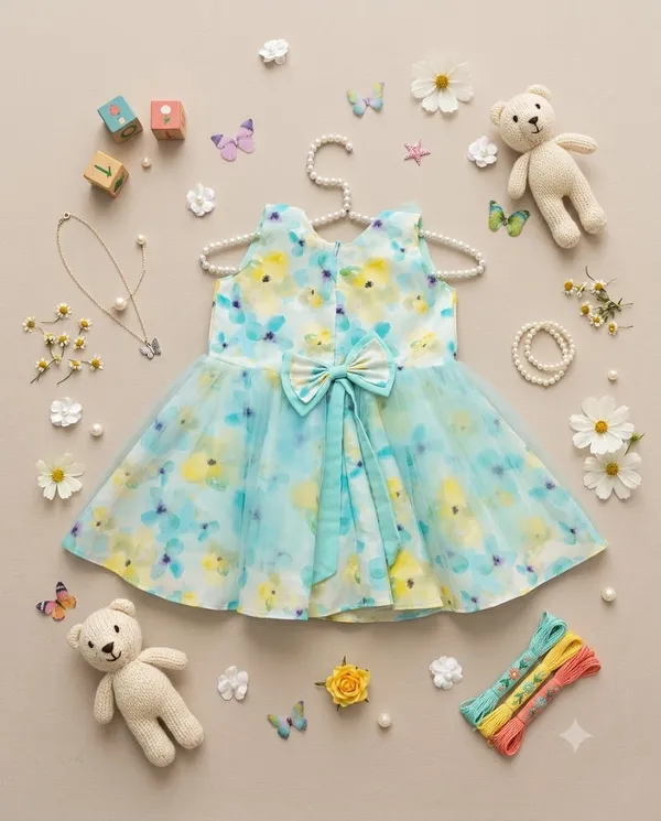 Aqua_Floral_Fit_And_Flare_Dress_for_Girls