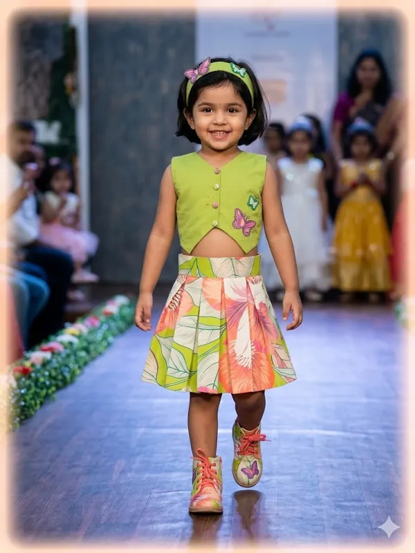 Green_Floral_Print_Skirt_Set_for_Girls