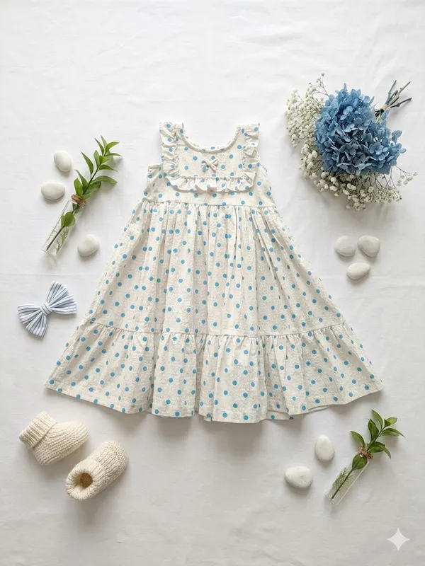 Cream_Cotton_Polka_Dot_Ruffle_Dress_for_Girls