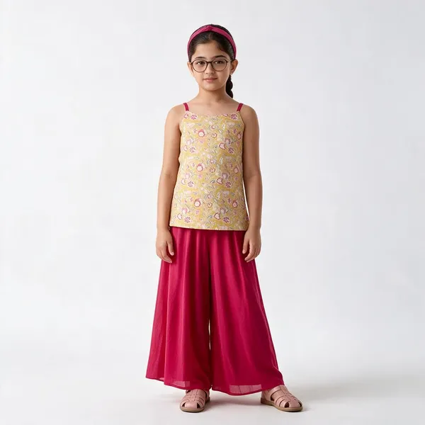 Yellow_Magenta_Roman_Silk_Floral_Top_And_Palazzo_Set_For_Girls
