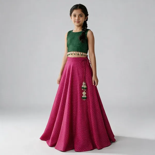 Green_Pink_Cotton_Sequin_Embellished_Lehenga_Choli_For_Girls