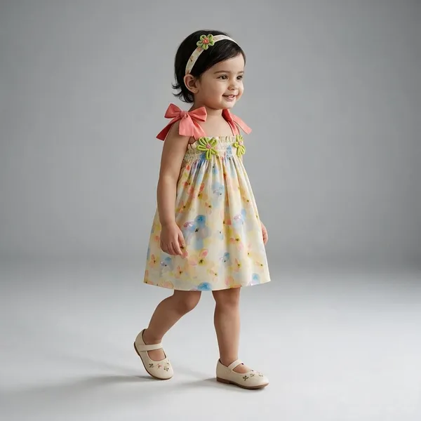 Yellow_Cotton_Floral_Print_Sleeveless_Dress_For_Girls