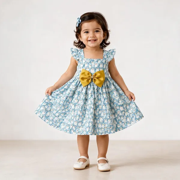 Blue_Cotton_Fit-And-Flare_Printed_Dress_For_Girls