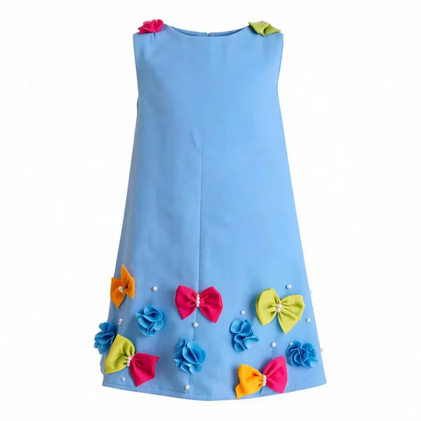 Blue_Italian_Piana_Sleeveless_Floral_A-Line_Dress_For_Girls