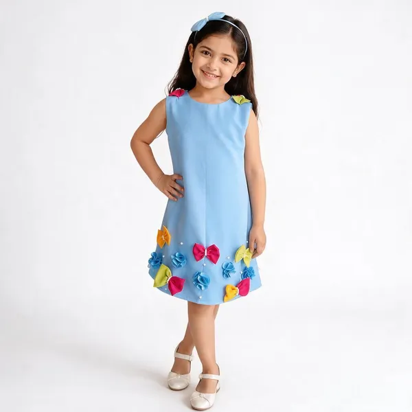 Blue_Italian_Piana_Sleeveless_Floral_A-Line_Dress_For_Girls