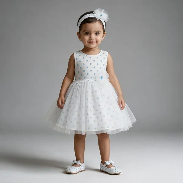 White_Cotton_Fancy_Polka_Dot_Tulle_Party_Dress_For_Girls