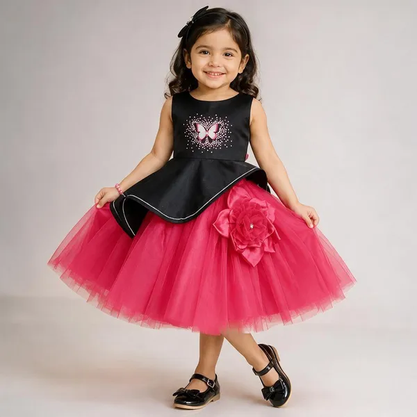 Black_Pink_Tulle_Party_Dress_For_Girls