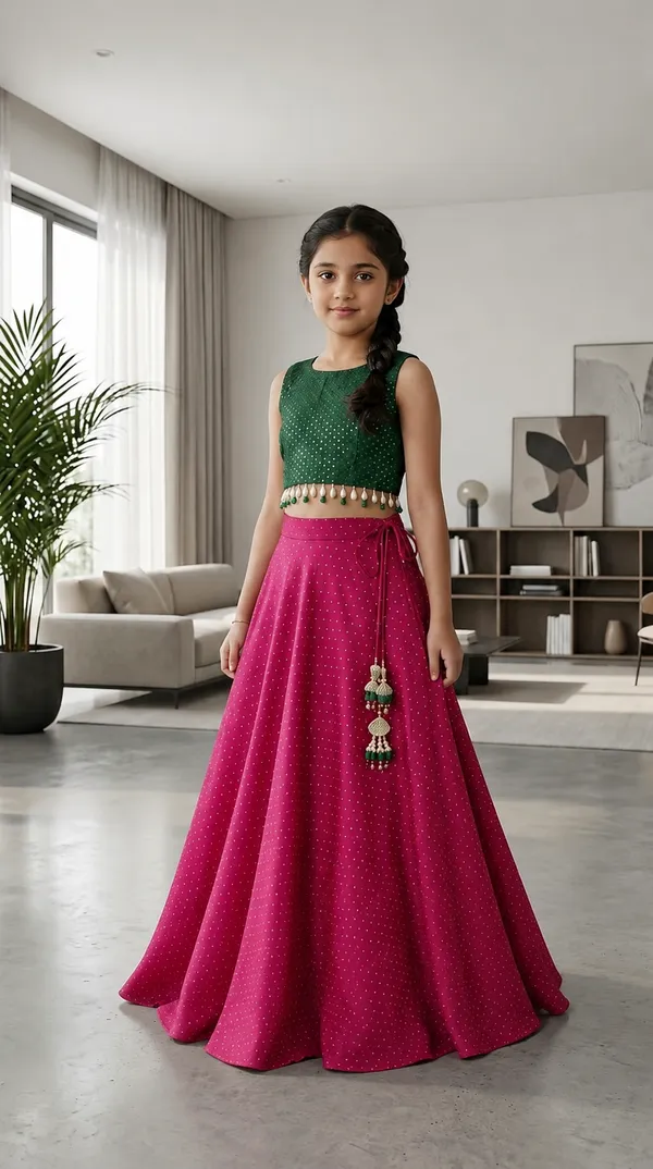 Green_And_Pink_Embellished_Lehenga_Choli_for_Girls