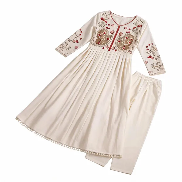Cream_Cotton_Embroidered_Anarkali_Kurta_Set_For_Women