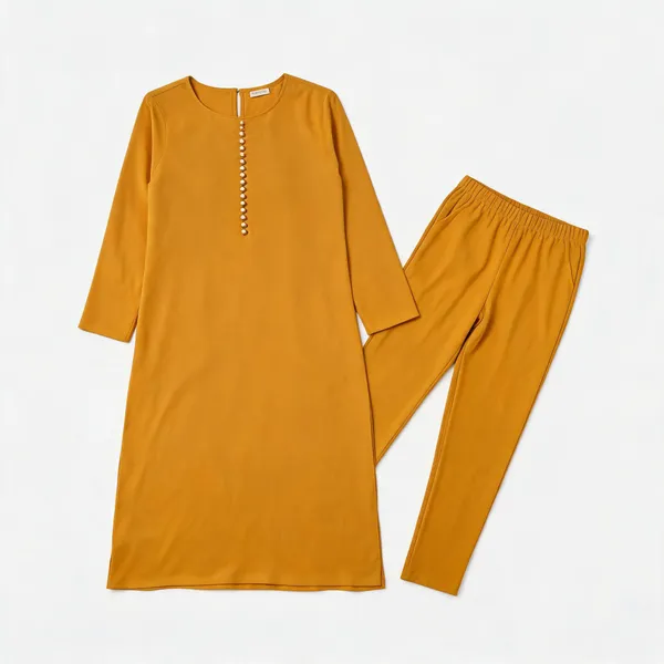 Mustard_Lycra_Straight_Kurta_Set_For_Women