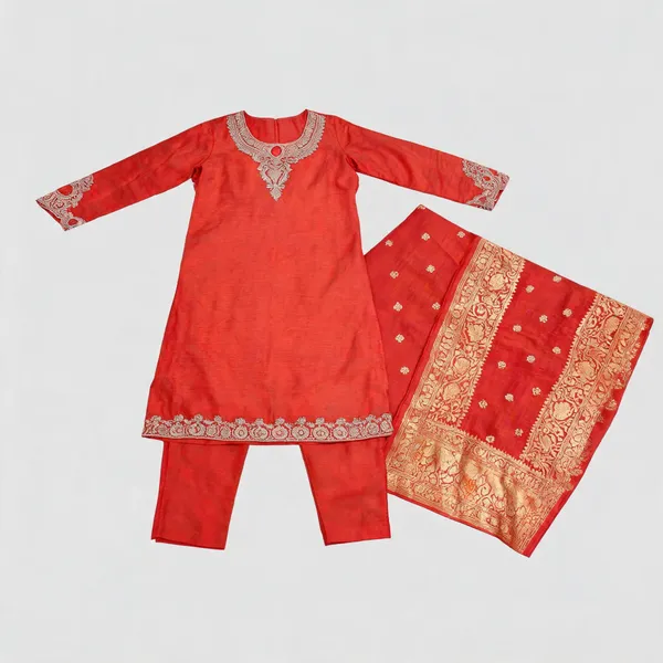 Red_Silk_Embroidered_Kurta_Pant_Set_With_Dupatta_For_Women