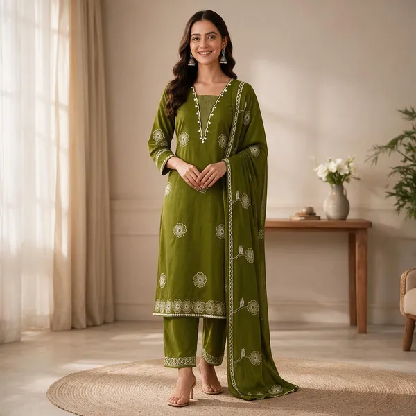 Olive_Green_Cotton_Floral_Embroidered_Salwar_Suit_For_Women