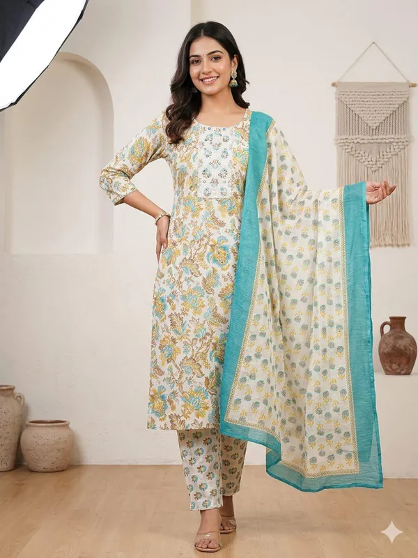 Cream_Cotton_Printed_Straight_Kurta_Set_For_Women