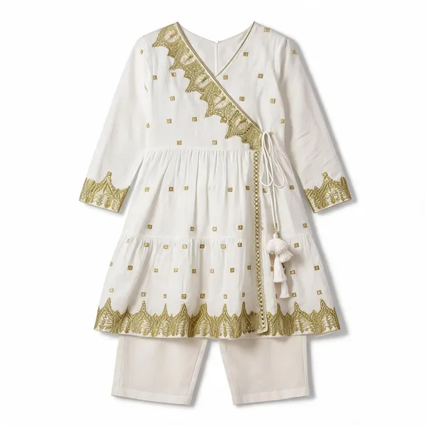 White_Cotton_Embroidered_Anarkali_Kurta_Set_For_Women