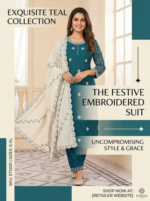 Teal_Vichitra_Silk_Straight_Fit_Salwar_Suit_For_Women