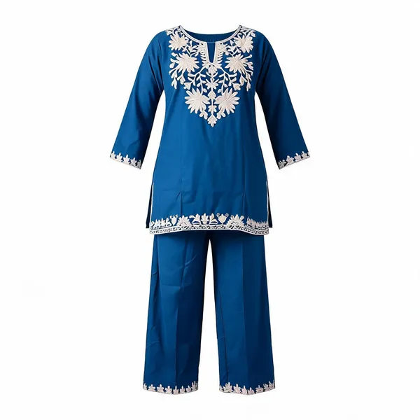Blue_Cotton_Floral_Printed_Kurta_Set_For_Women