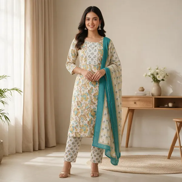 Cream_Cotton_Printed_Straight_Kurta_Set_For_Women