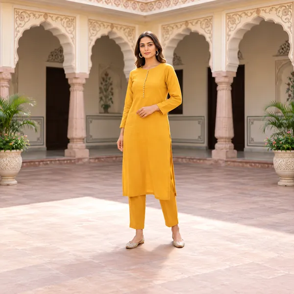 Mustard_Lycra_Straight_Kurta_Set_For_Women