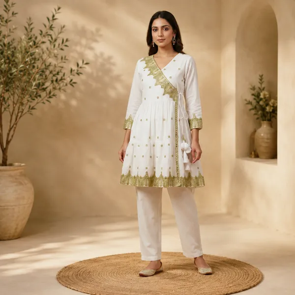 White_Cotton_Embroidered_Anarkali_Kurta_Set_For_Women