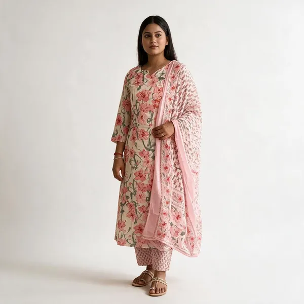 Pink_Cotton_Floral_Printed_Kurta_Set_For_Women