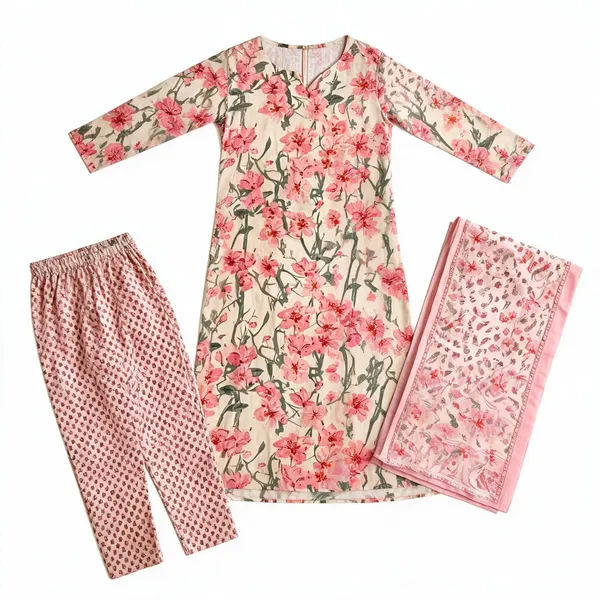 Pink_Cotton_Floral_Printed_Kurta_Set_For_Women