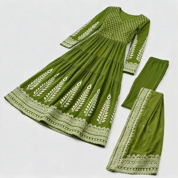 Green_Cotton_Printed_Anarkali_Suit_Set_For_Women
