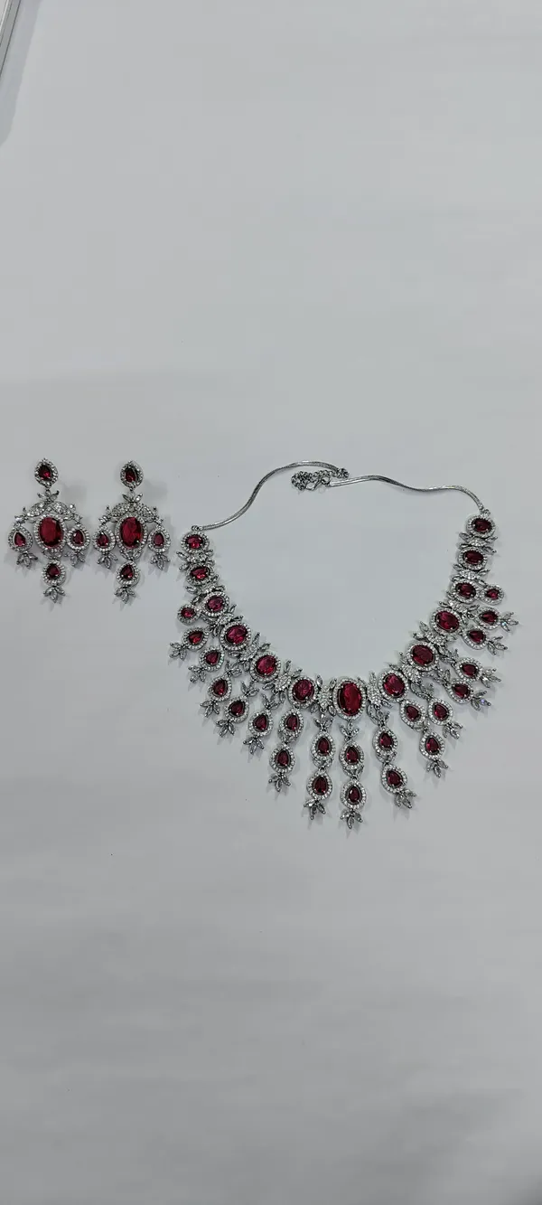 Silver-Tone_Red_Stone_Necklace_And_Earrings_Set_For_Women