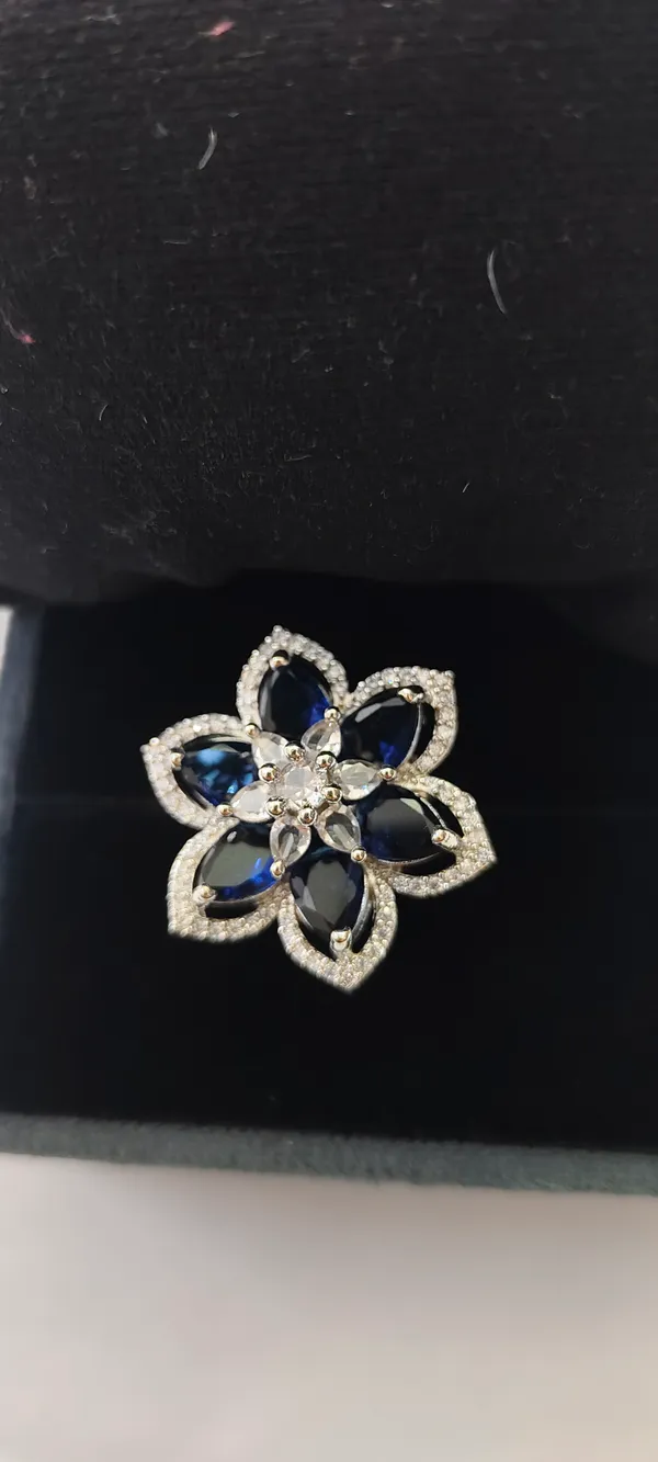 Blue_Crystal_Flower_Free_Size_Adjustable_Ring