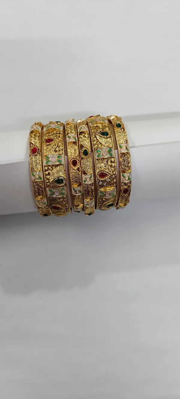 Gold_Tone_Enamel_Bangle_Set_for_Women