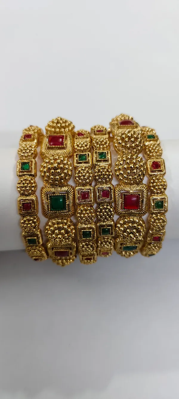 Gold_Tone_Red_And_Green_Stone_Bangle_Set_For_Women