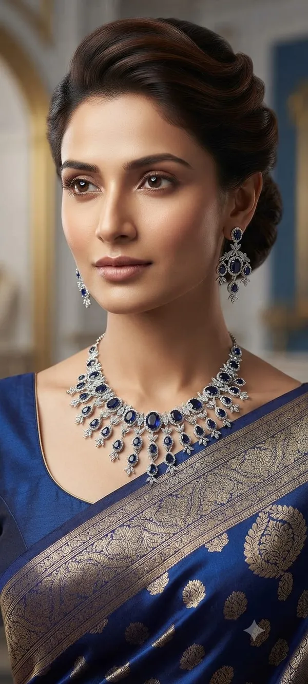 Silver_Tone_Blue__Stone_Necklace_Set_For_Women