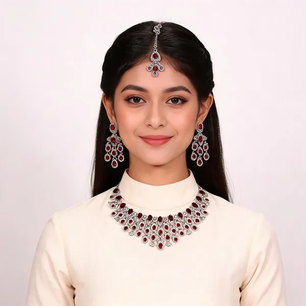 Silver_Tone_Red_Stone_Necklace_Set_With_Earrings_And_Maang_Tikka