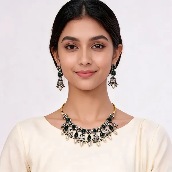 Green_Stone_Kundan_Necklace_Set_With_Earrings_For_Women