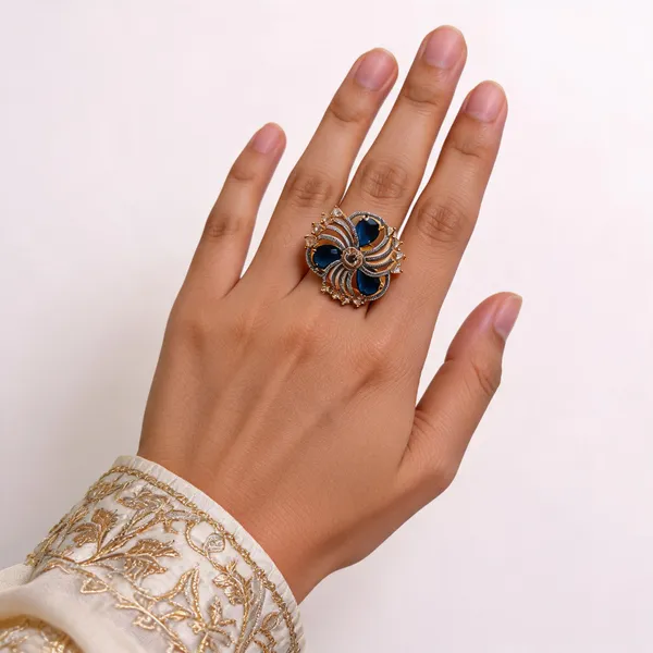 Blue_Embellished_Floral_Free_size_Adjustable_Rings_for_Women