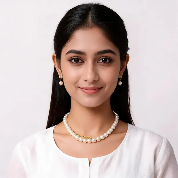 White_Pearl_Necklace_And_Earrings_Set_For_Women