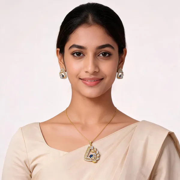 AD_Gold_Tone_Pendant_Set_with_Blue_Stone_and_Earrings
American_Diamond,_Pear_Cut_Blue_Stone,_Baguette_Accents,_Matching_Earrings,_Festive_Jewellery