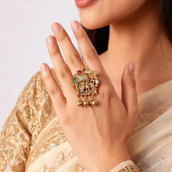 Gold_Tone_Temple_Free_size_Kashniri_Ring__With_Multicolour_Stones_for_Women