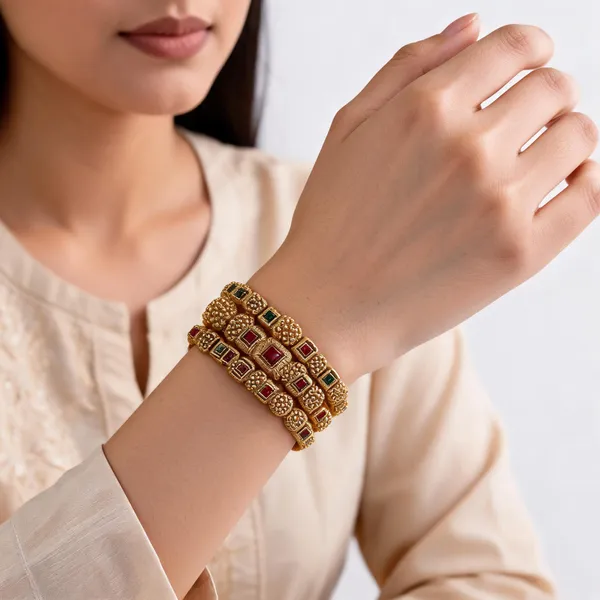 Gold_Tone_Red_And_Green_Stone_Bangle_Set_For_Women