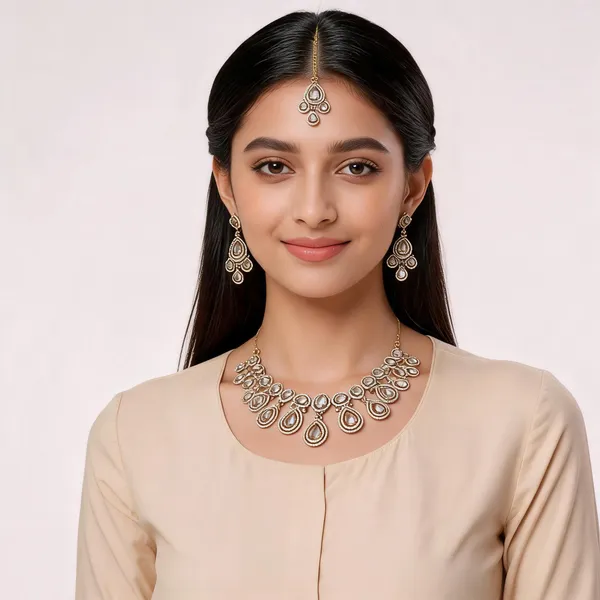 Gold_Tone_Traditional_Necklace_Set_For_Women