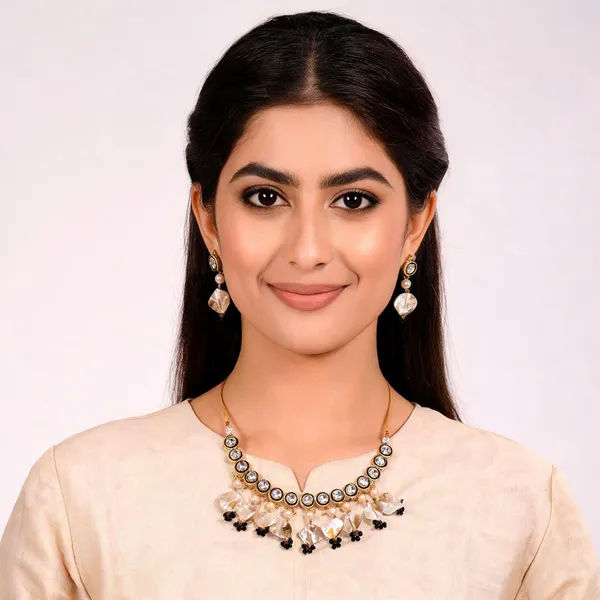 Gold_Tone_Stone_And_Pearl_Necklace_Set_for_Women