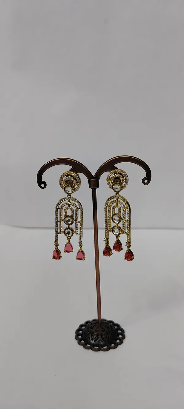 Gold_Tone_Stone_Embellished_Drop_Earrings_for_Women
