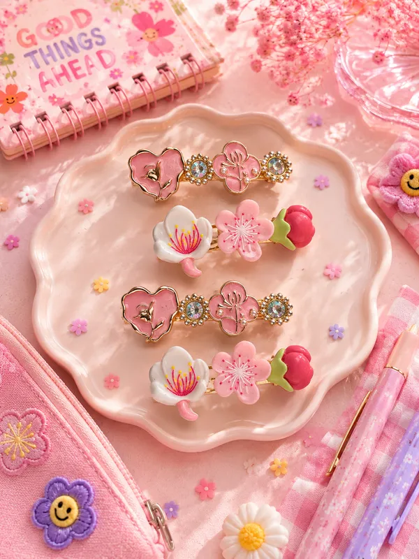 Pink_Floral_Decorative_Hair_Clips_for_Women