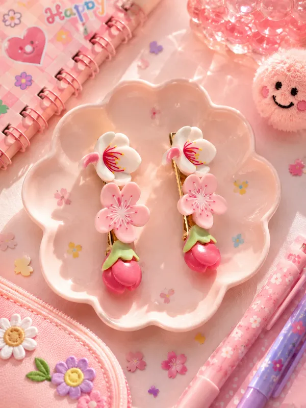 Pink_Floral_Decorative_Hair_Clips_for_Women