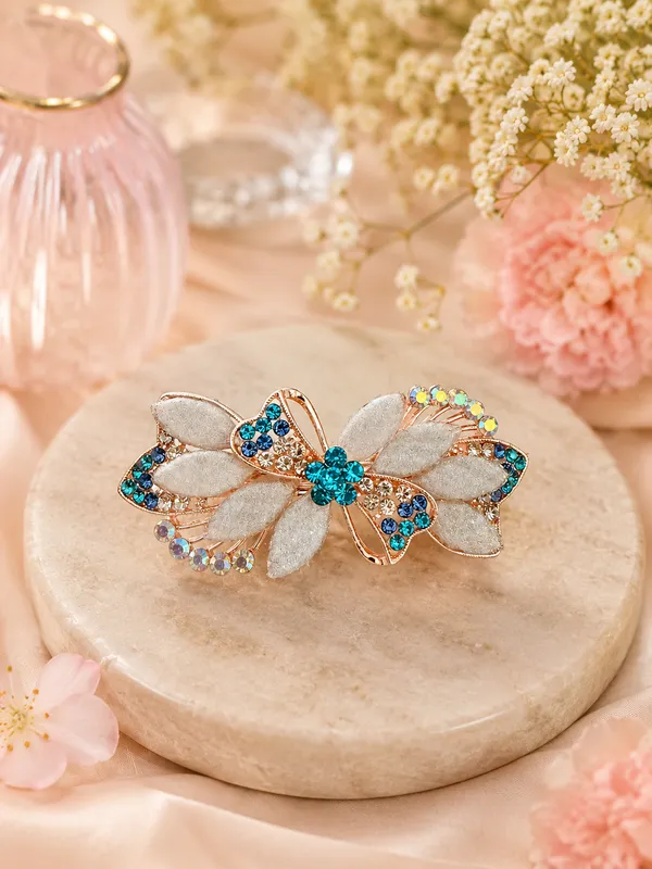 Gold-Tone_Rhinestone_Floral_Bow_Hair_Clip_for_Women