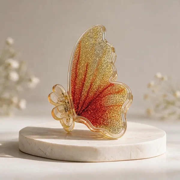 Orange_Acrylic_Butterfly_Catch_Clip_For_Women