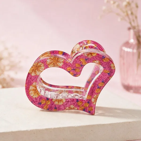 Pink_Acrylic_Heart_Shape_Catch_Clip_For_Women