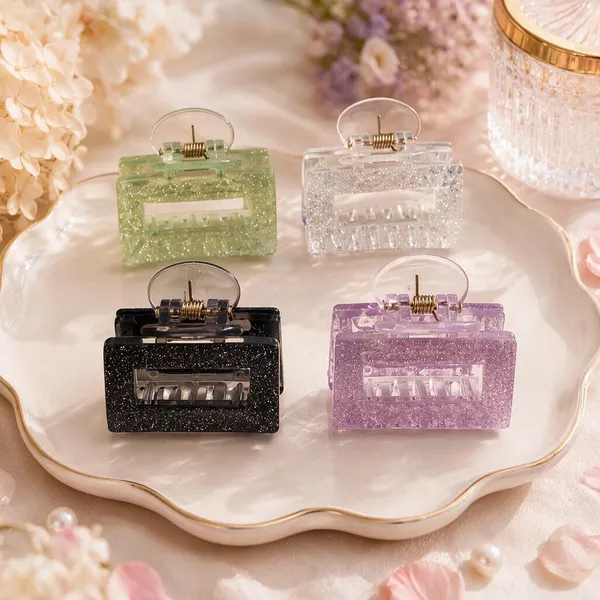 Multicolour_Glitter_Rectangle_Hair_Claw_Clips_Set_For_Women